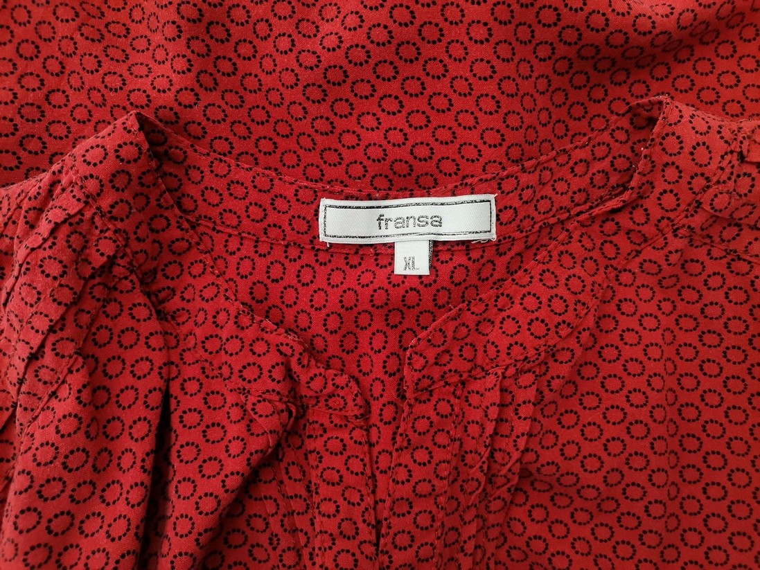 Fransa Stl XL Färg Röd Split Crew Neck Blus ärm 3/4 Material Viskos 100%