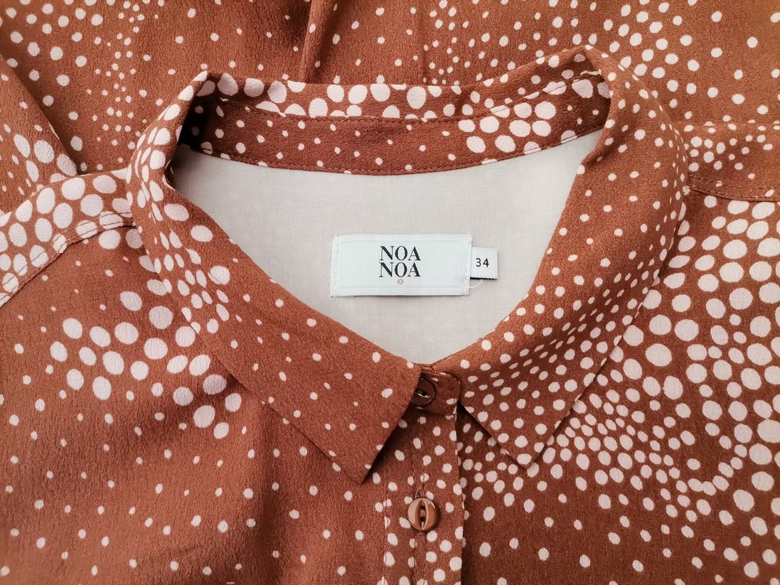 Noa noa Stl 34 Färg Brun Prickar Krage Knäppt Skjort Blus ärm 3/4 Material Viskos