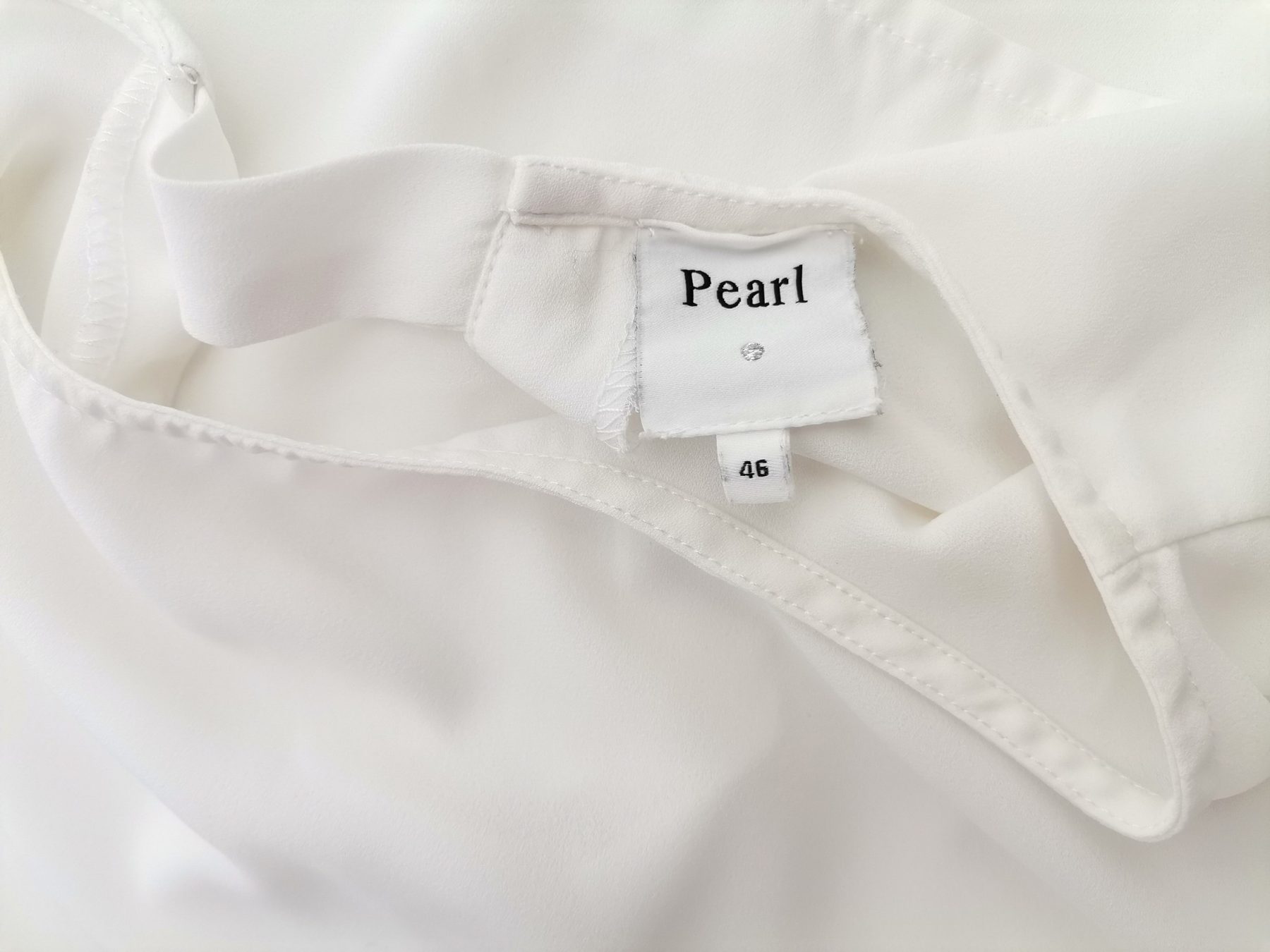 Pearl Stl 46 Färg Vit Rund urringning Blus Långärmad