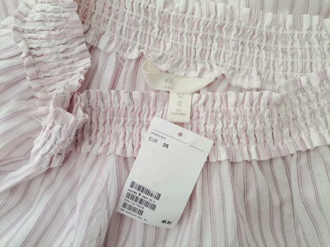 H&m Stl 38 Färg Rosa Ränder Båtringning Blus ärm 3/4 Material Bomull 100%