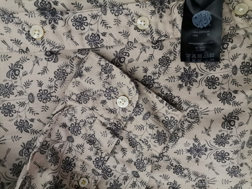 Pretty Green Stl L Färg Grå Krage Herr skjorta, casual Långärmad Material Bomull 100%