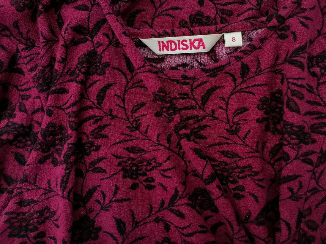 Indiska Stl S Färg Rosa Rund urringning Stickad Klänning ärm 3/4 Knälängd Material Viskos 100%