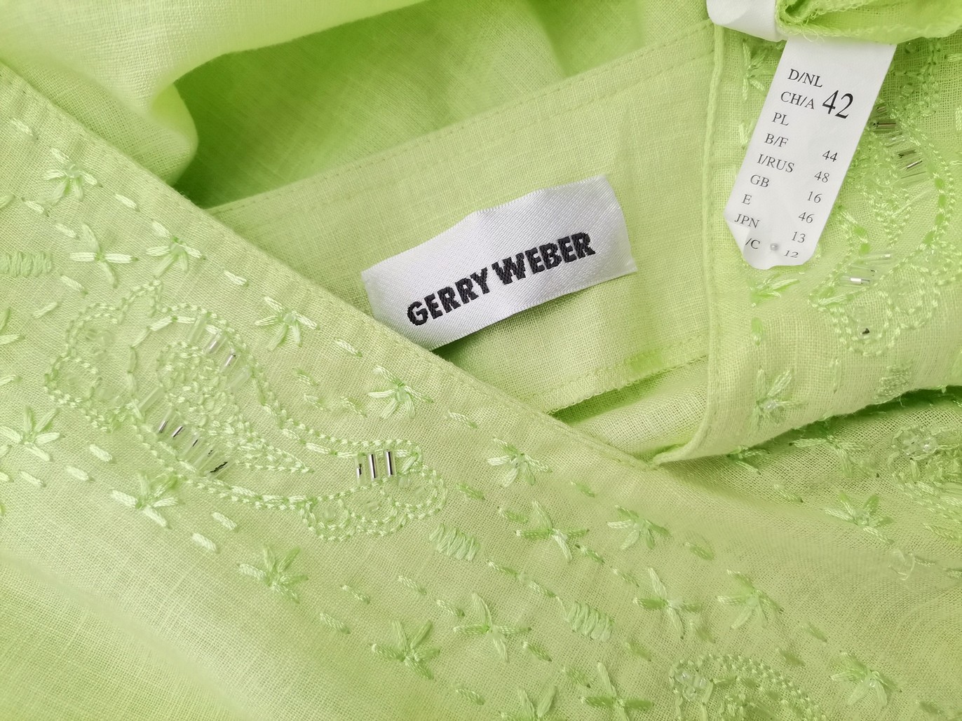 Gerry weber Stl 42 Färg Cyan Split Crew Neck Tunika blus ärm 3/4 Material Lin