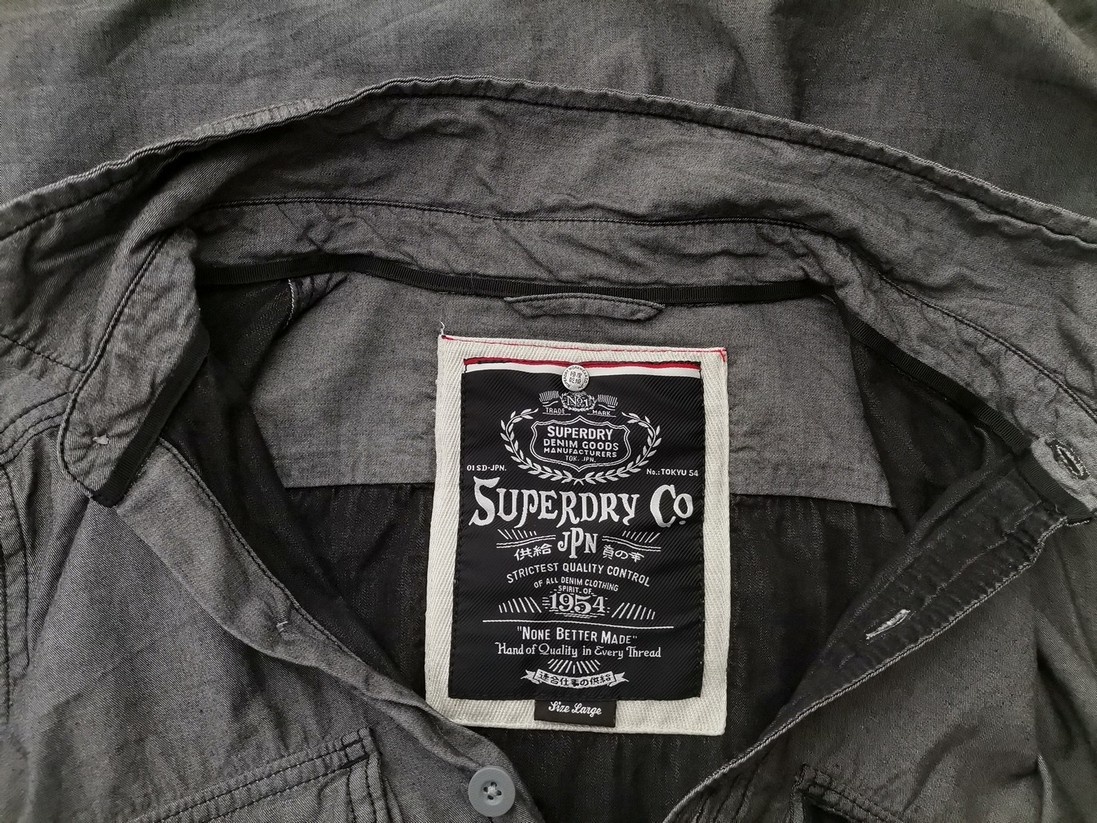 Superdry Stl L Färg Grå Krage Herr skjorta, casual Långärmad Material Bomull 100%