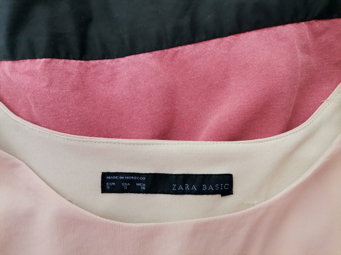 Zara Stl S Färg Rosa Rund urringning Skal Klänning Kortärmad Knälängd