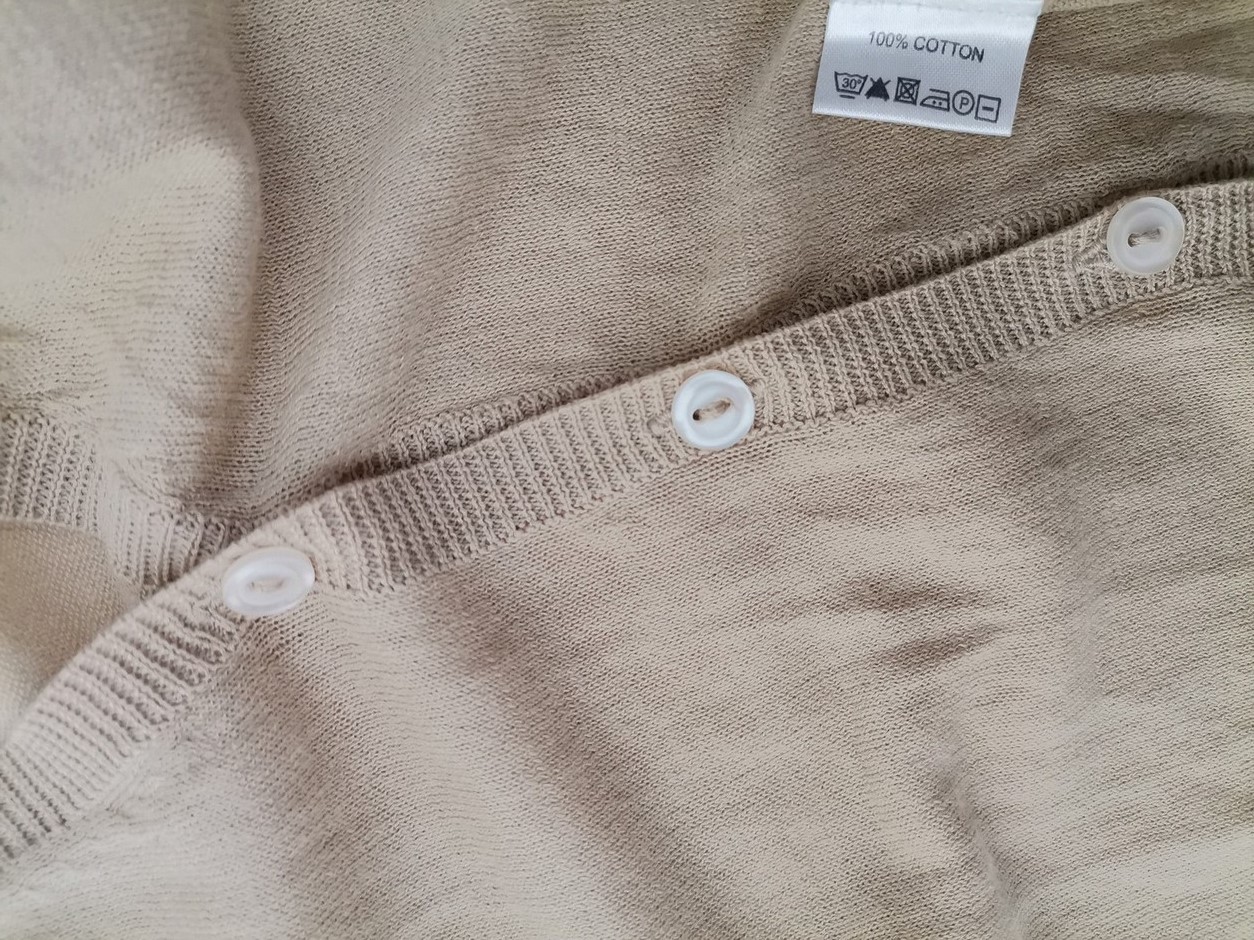 MANESTRALE Stl 3 (42) Färg Beige V-ringning Lång knäppt kofta Långärmad Material Bomull 100% Finstickat