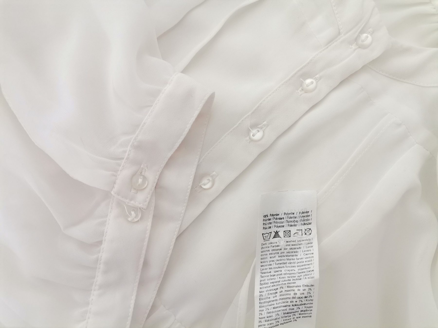 Vero moda Stl XL Färg Vit Krage Popover Blus Knappar ärm 3/4