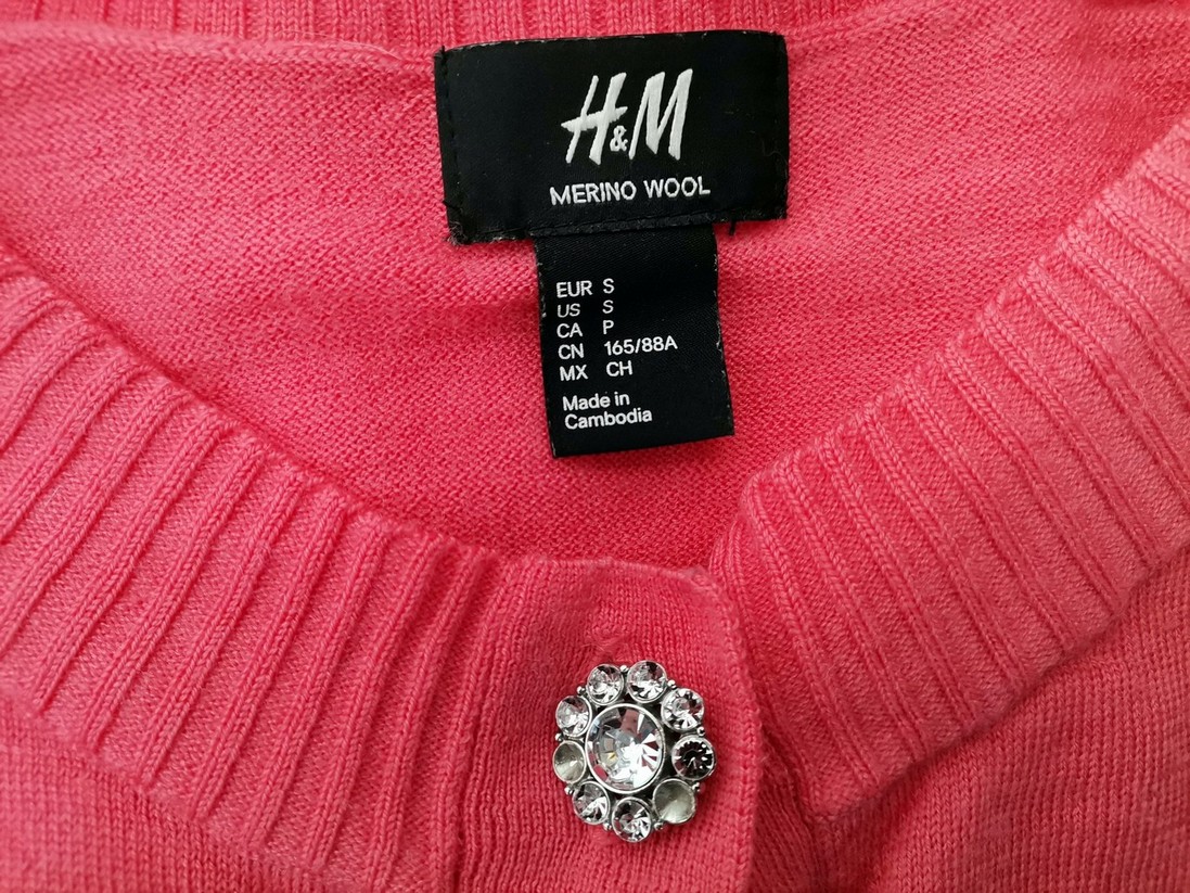 H&m Stl S Färg Rosa Rund urringning Knäppt kofta Långärmad Material Merinoull Finstickat