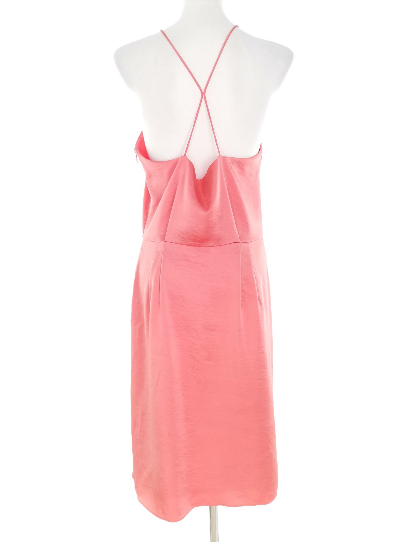 Reiss Stl 12 (40) Färg Rosa Halter Raka Klänningen Ärmlös Midi