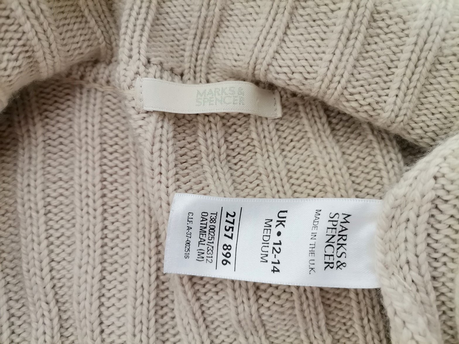 Marks&spencer Stl 12/14 (M) Färg Beige Herr Kardigan Långärmad Material Akryl