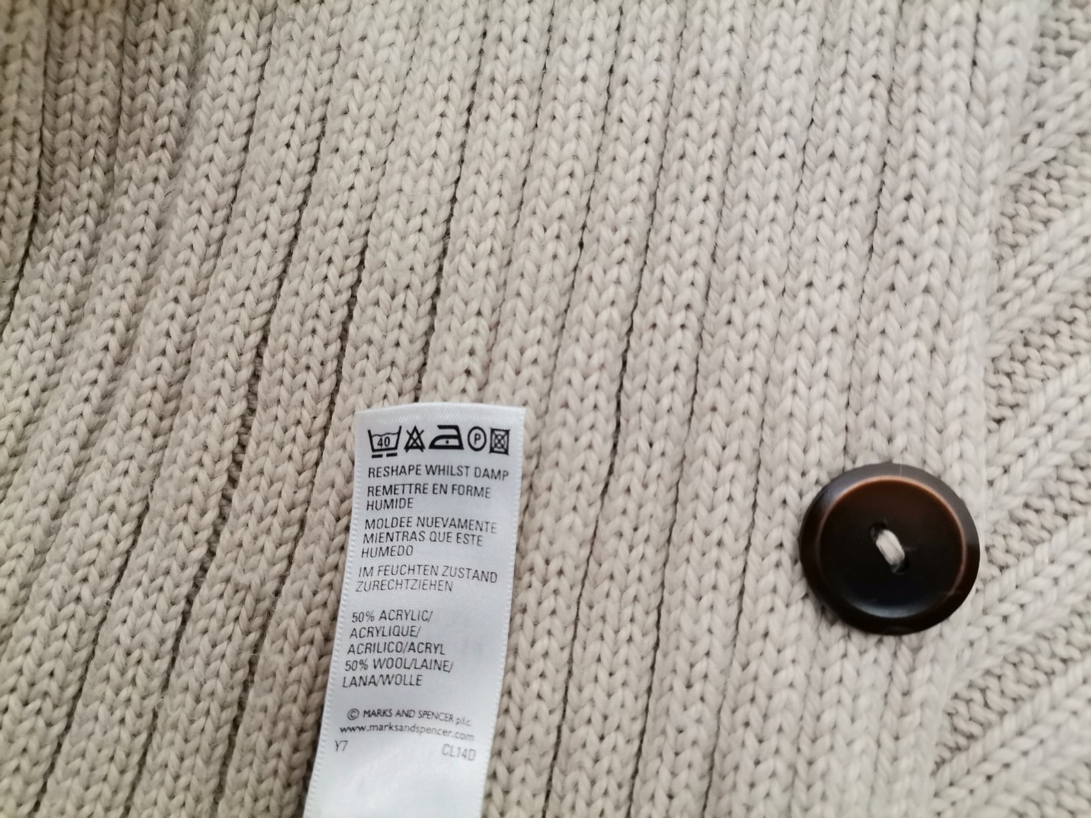 Marks&spencer Stl 12/14 (M) Färg Beige Herr Kardigan Långärmad Material Akryl