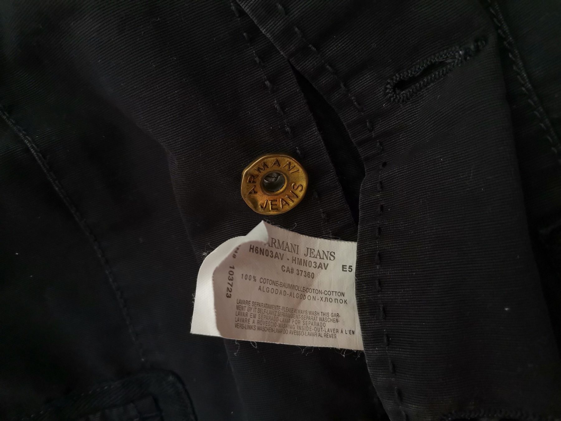 AJ ARMANI JEANS Stl 48 (S) Färg Svart Herr Jacka Långärmad Material Bomull 100%