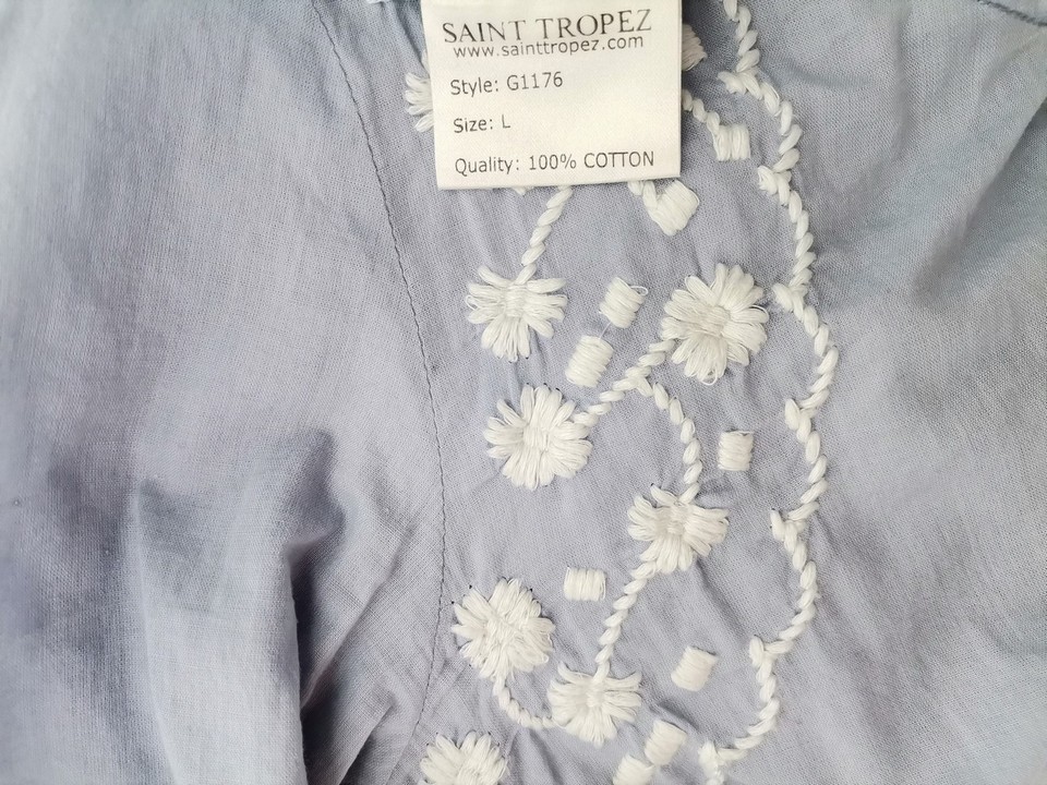 Saint tropez Stl L Färg Blå Kvadratisk urringning Blus ärm 3/4 Material Bomull 100%