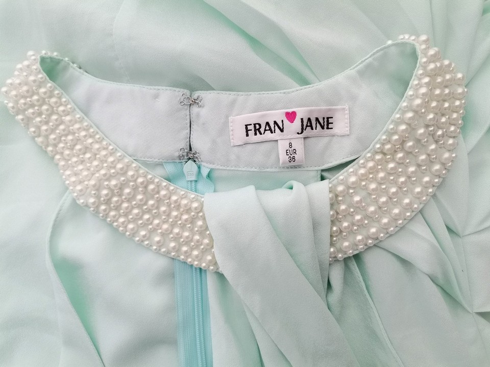 Fran Jane Stl 8 (36) Färg Blå Halter Balklänning Afton Klänning Ärmlös Midi