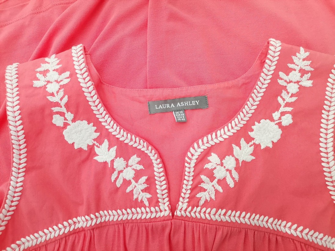 Laura ashley Stl 12 (38) Färg Rosa Split Crew Neck Blus Ärmlös Material Bomull 100%