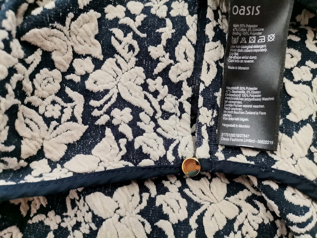 Oasis Stl M Färg Beige Rund urringning Skal Klänning ärm 3/4 Knälängd