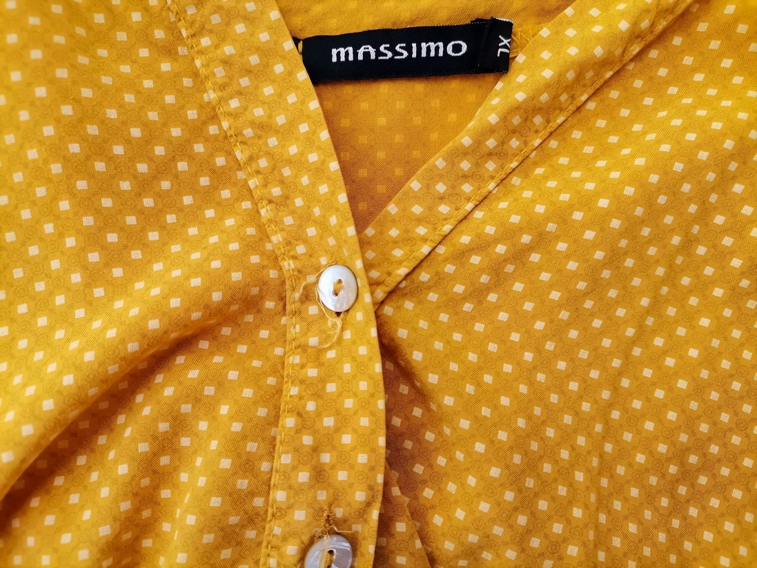 massimo Stl XL Färg Gul Rutor Split Crew Neck Popover Tunika Blus Långärmad Material Viskos 100%