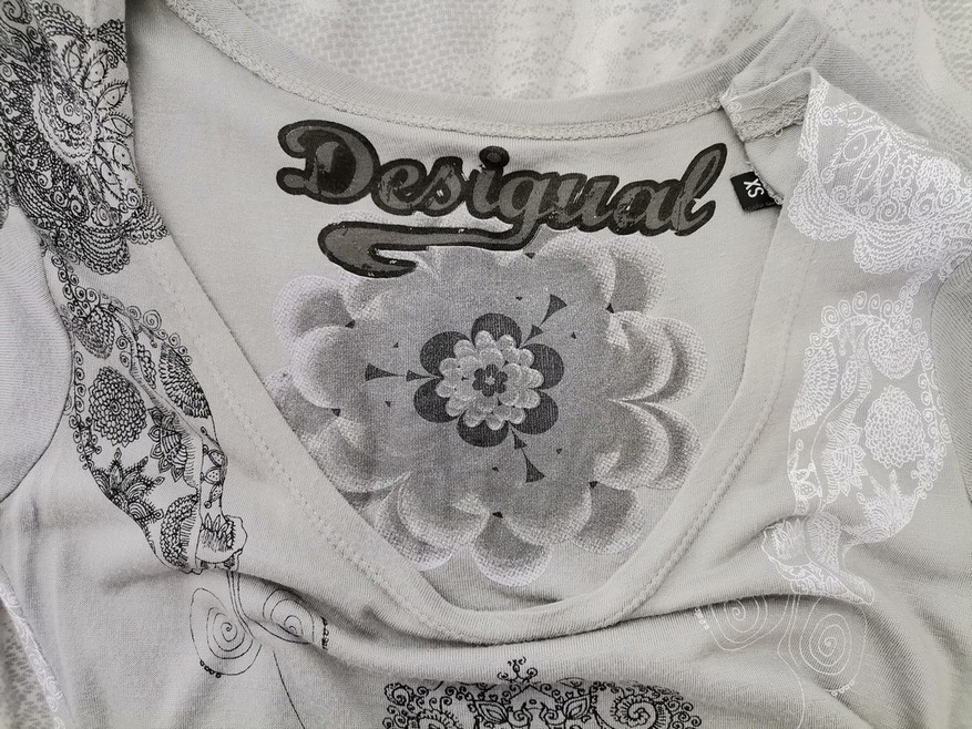 DESIGUAL Stl XS Färg Grå U-ringning Skal Klänning Kortärmad Midi