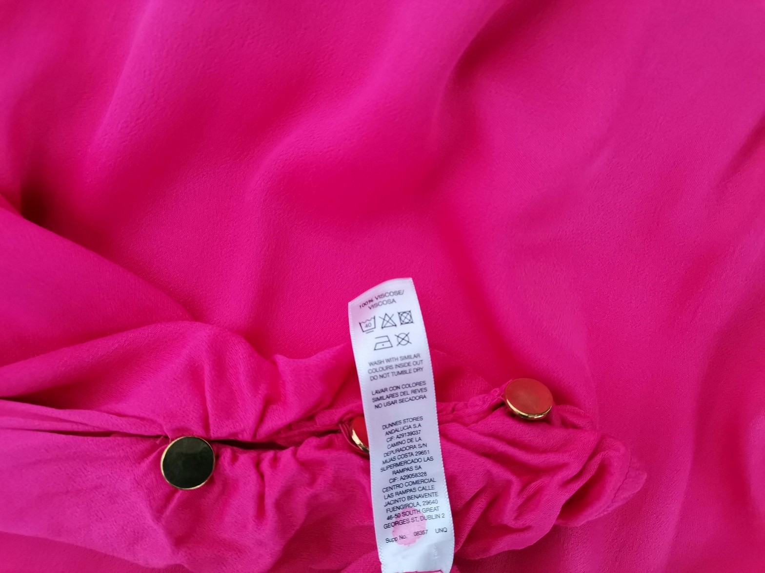 Savida Stl 40 Färg Fuchsia Rund urringning Blus Långärmad Material Viskos 100%