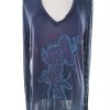 DESIGUAL Stl XL Färg Marinblå V-ringning Tunika blus Långärmad Material Viskos 100%