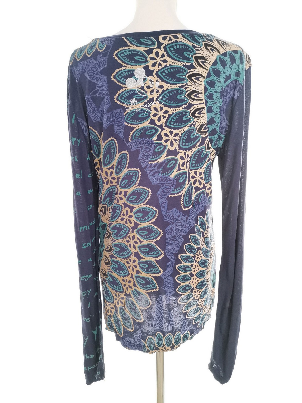 DESIGUAL Stl XL Färg Marinblå V-ringning Tunika blus Långärmad Material Viskos 100%