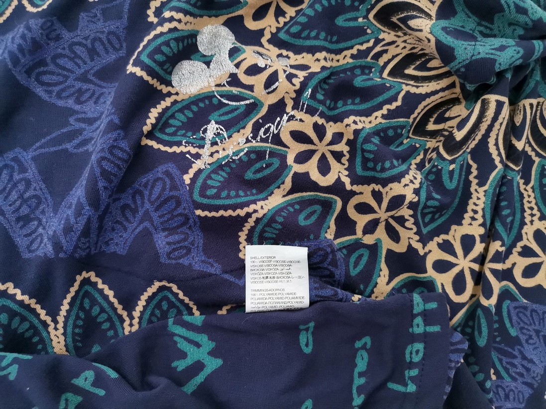 DESIGUAL Stl XL Färg Marinblå V-ringning Tunika blus Långärmad Material Viskos 100%