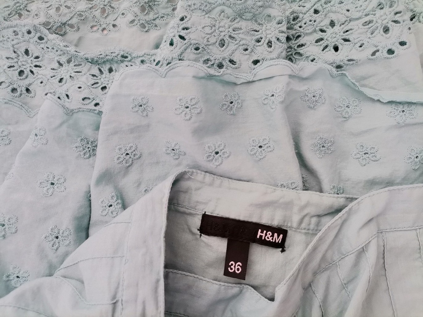 H&m Stl 36 Färg Blå Utställd kjol Midi Material Bomull 100%