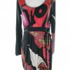 DESIGUAL Stl XL Färg Svart Rund urringning Stickad Klänning Långärmad Knälängd Material Bomull 100%