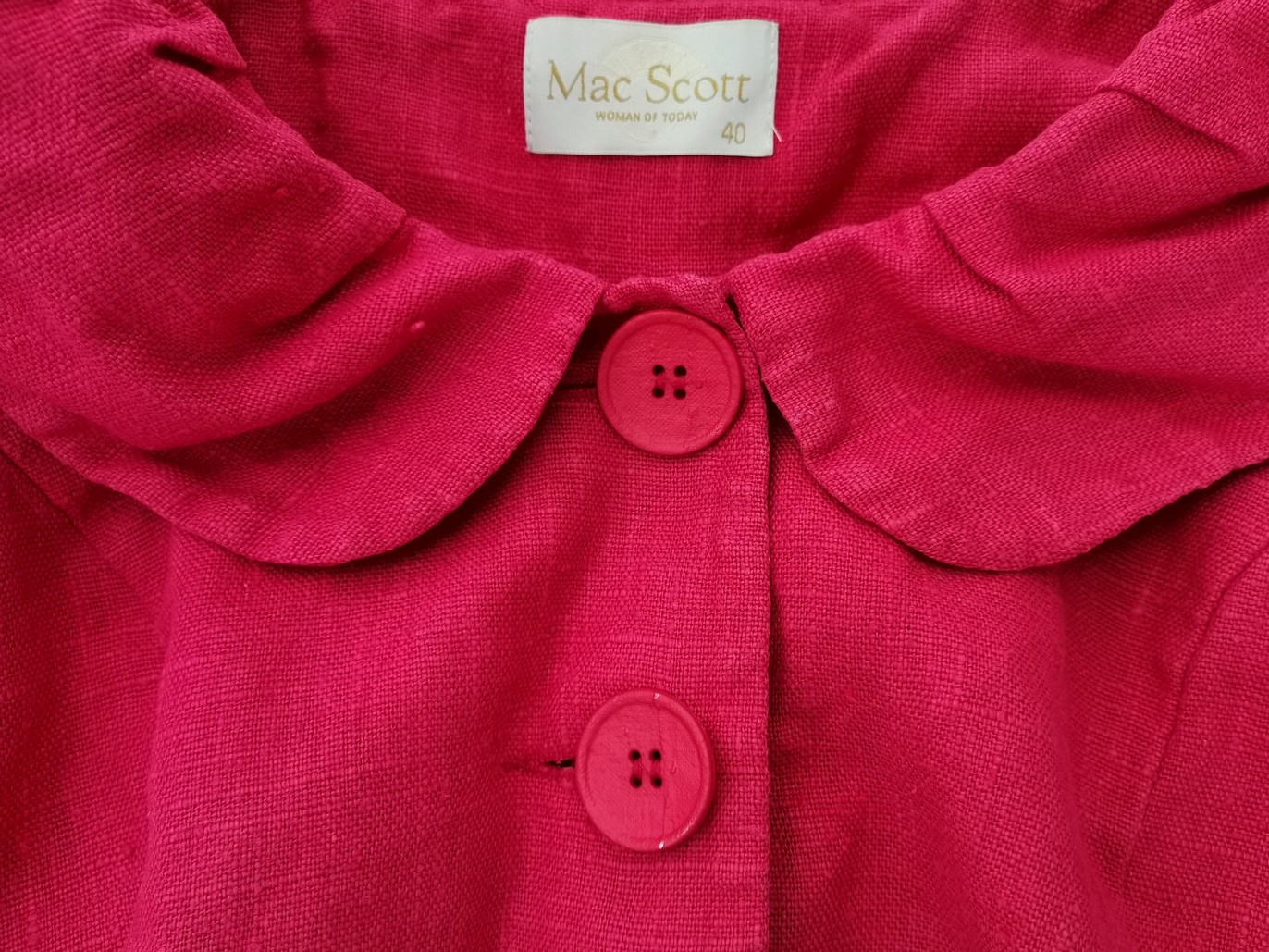 Mac Scott Stl 40 Färg Rosa Rund urringning Kavaj med knappar ärm 3/4 Material Lin 100%