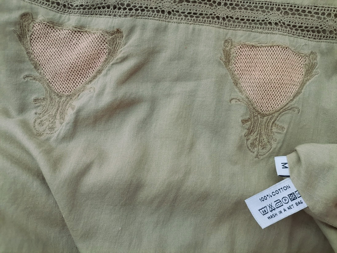 Hunkydory Stl M Färg Khaki V-ringning Tunika blus Kortärmad Material Bomull 100%