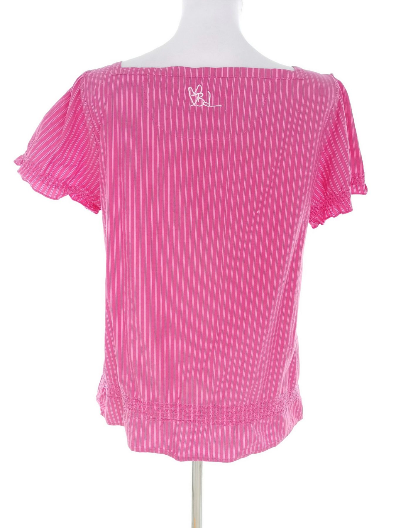 BONDELID Stl M Färg Rosa Ränder Split Crew Neck Blus Kortärmad Material Bomull