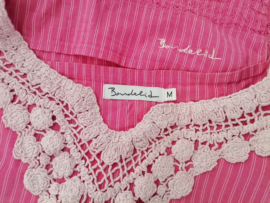 BONDELID Stl M Färg Rosa Ränder Split Crew Neck Blus Kortärmad Material Bomull