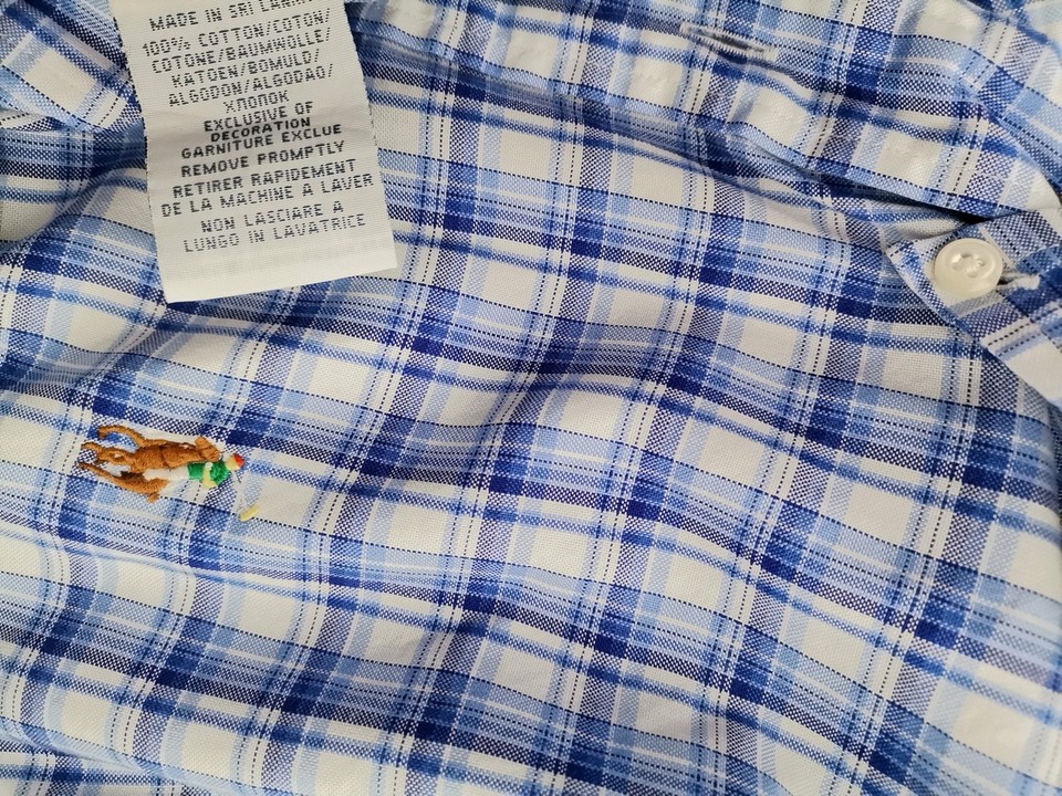 Polo Ralph Lauren Stl S Färg Blå Rutigt Krage Herr skjorta, casual Långärmad Material Bomull 100%