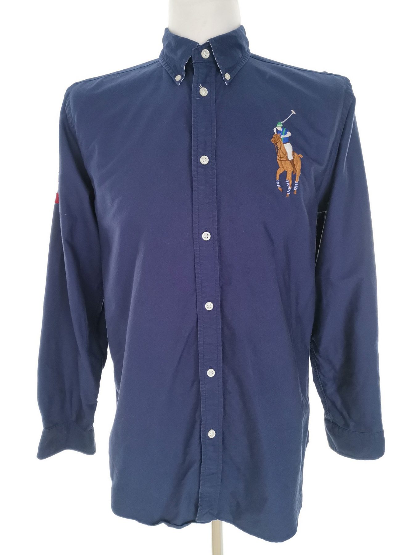 Ralph Lauren Stl XL (18/20) Färg Marinblå Krage Herr skjorta, casual Långärmad Material Bomull 100%