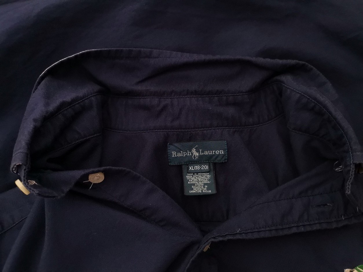 Ralph Lauren Stl XL (18/20) Färg Marinblå Krage Herr skjorta, casual Långärmad Material Bomull 100%