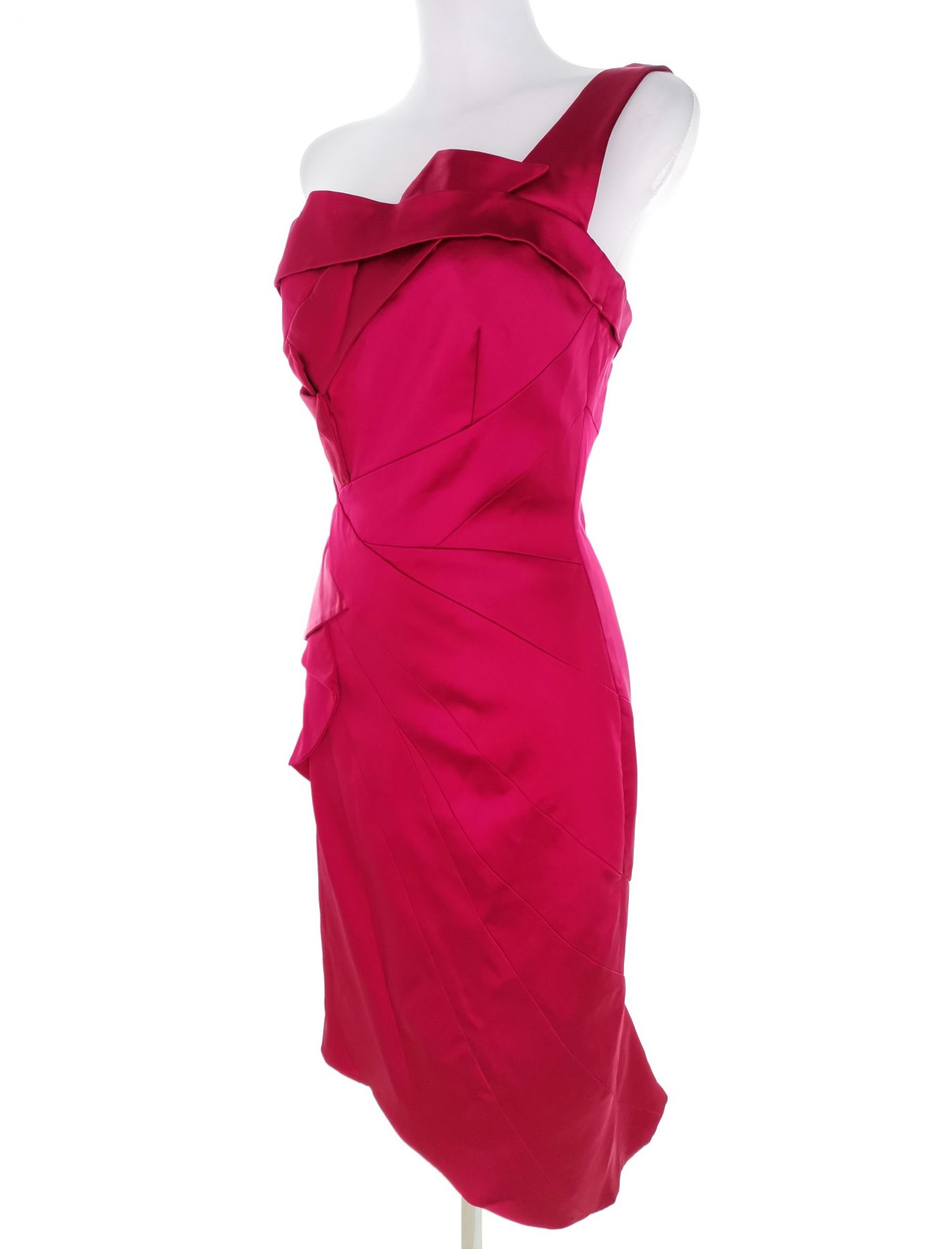 Karen MILLEN Stl 10 (38) Färg Fuchsia Enaxlad Balklänning Afton Klänning Ärmlös Midi