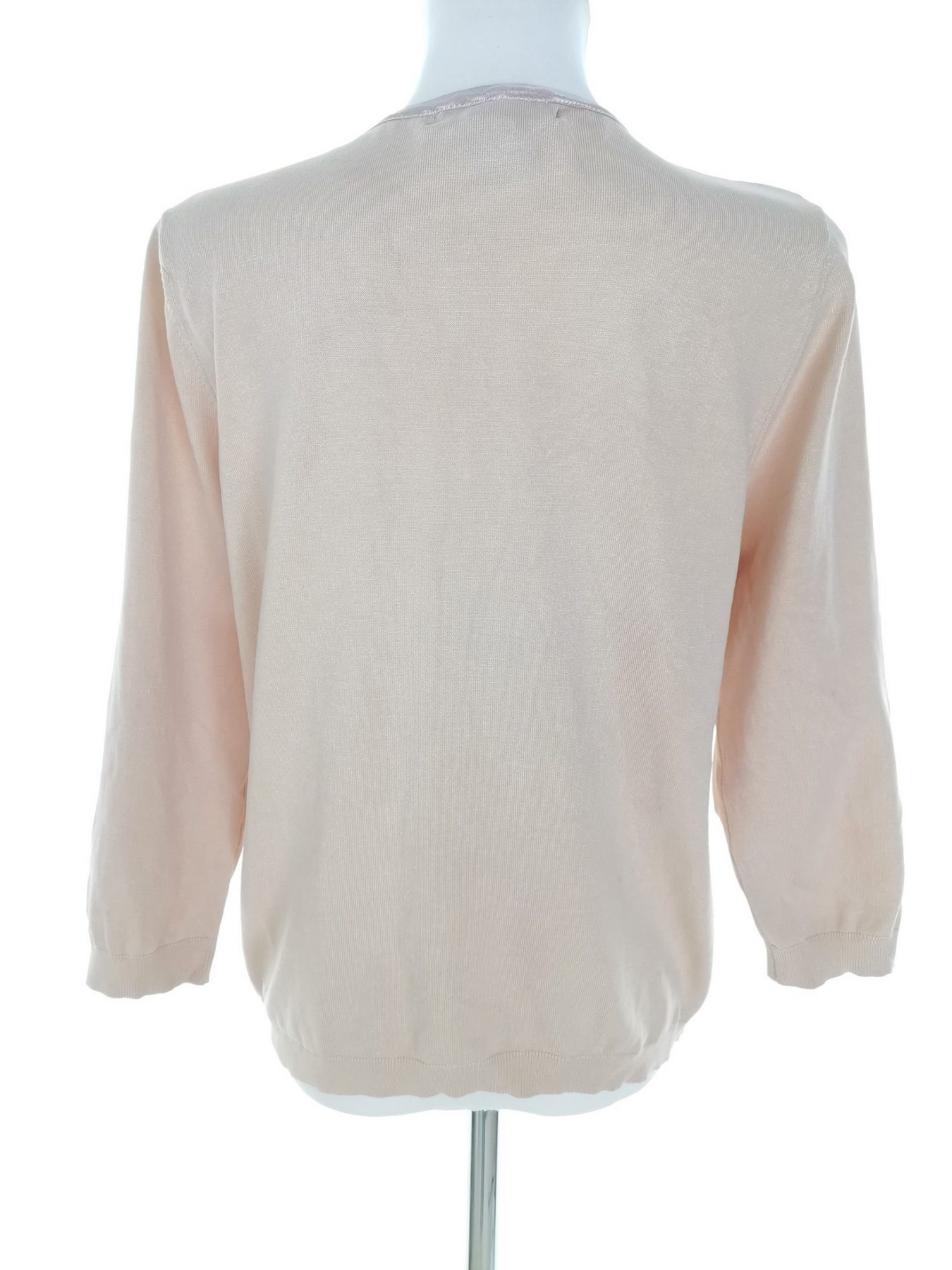 AUGUST SILK Stl L Färg Beige Split Crew Neck Knäppt kofta ärm 3/4 Material Siden Finstickat