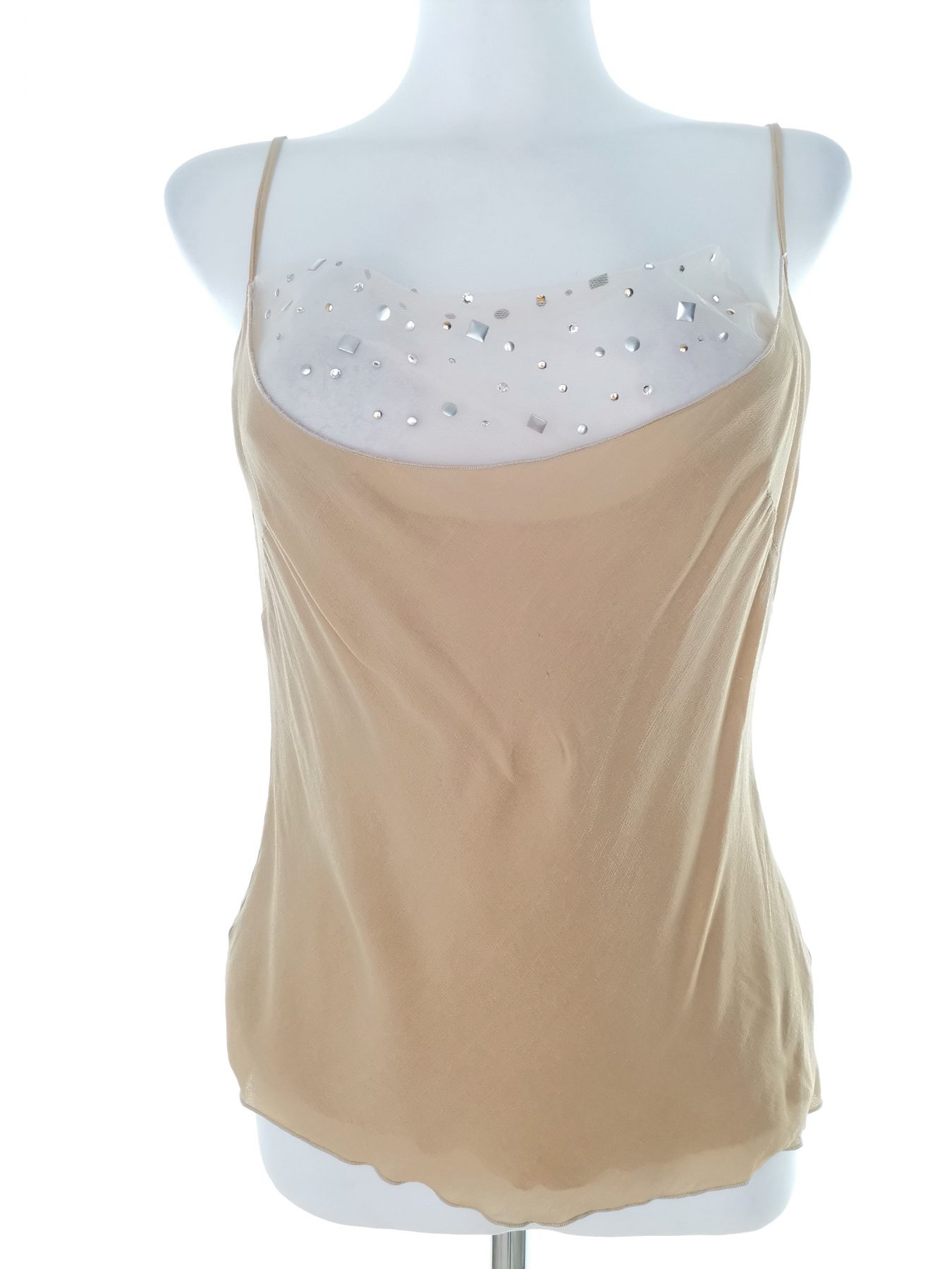 Maria Grazia Severi Stl 46 (38) Färg Beige Hjärtformad Blus Ärmlös Material Viskos 100%