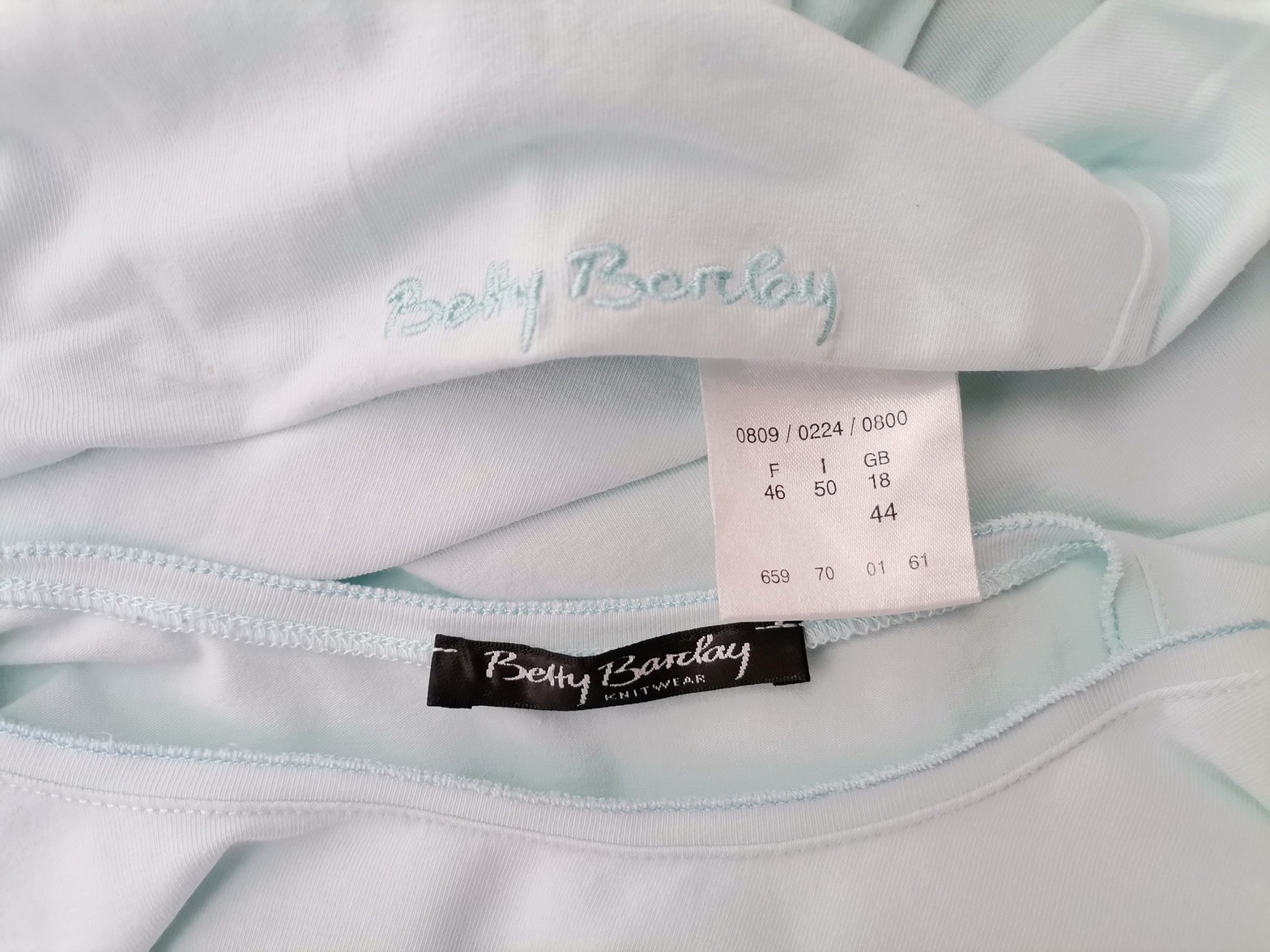 BETTY BARCLAY Stl 44 Färg Blå Rund urringning Blus ärm 3/4 Material Bomull