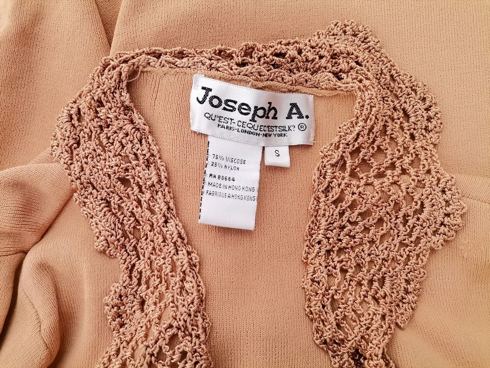 Joseph A. Stl S Färg Beige V-ringning Knuten kofta ärm 3/4 Material Viskos Finstickat