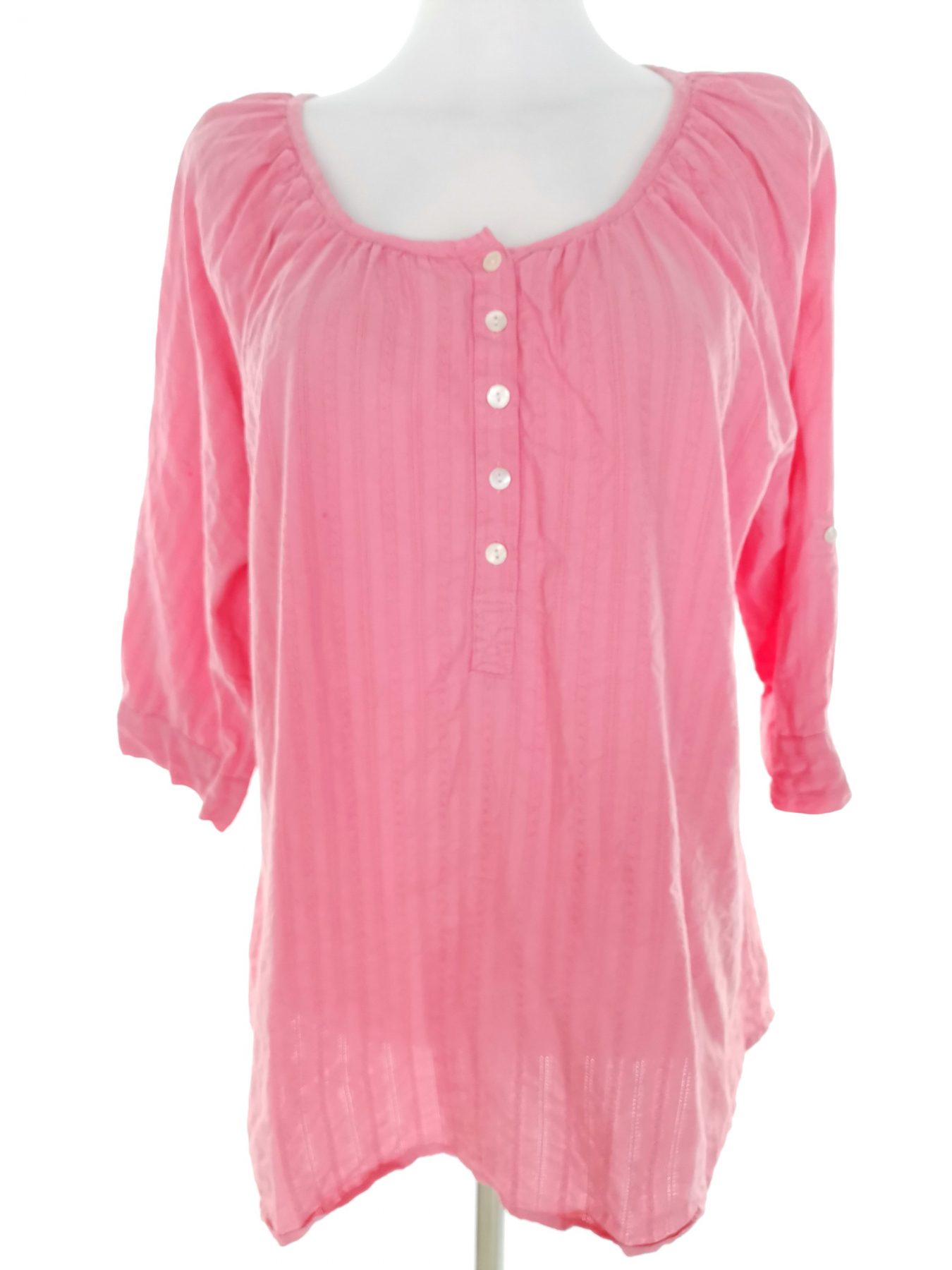 Isolde Stl 44 Färg Rosa Rund urringning Popover Blus Knappar ärm 3/4 Material Bomull 100%