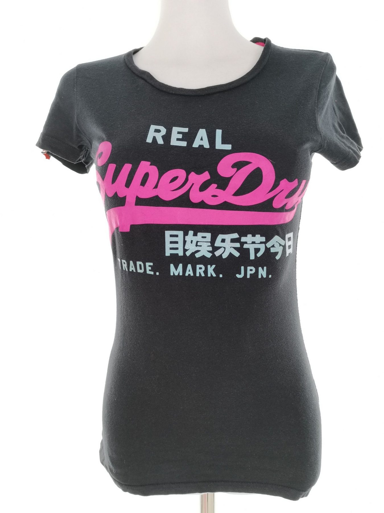 Superdry Stl XXS Färg Svart Rund urringning T-shirt Kortärmad Material Bomull 100%