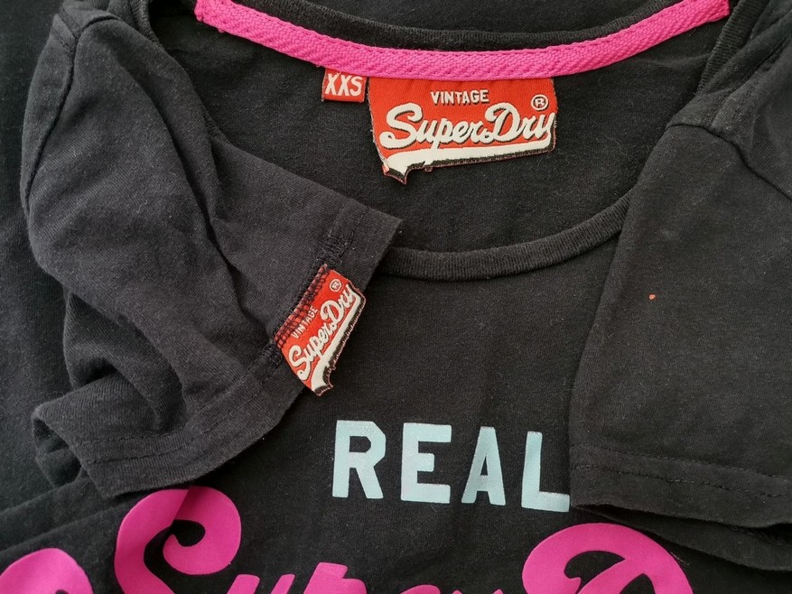 Superdry Stl XXS Färg Svart Rund urringning T-shirt Kortärmad Material Bomull 100%