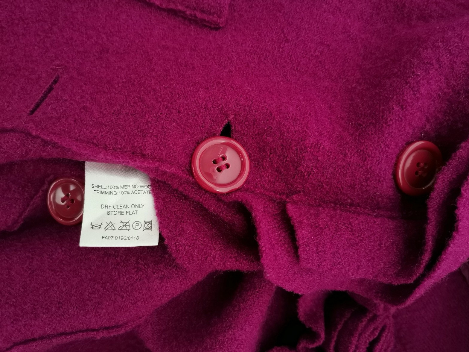 Fenn wright manson Stl 14 (42) Färg Fuchsia Krage Kavaj med knappar Långärmad Material Merinoull