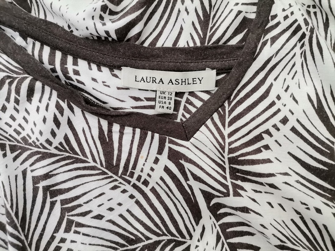 Laura ashley Stl 12 (38) Färg Vit V-ringning Skal Klänning Kortärmad Knälängd Material Viskos 100%