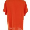 Paul Costelloe Stl 44/46 Färg Orange Split Crew Neck Blus Kortärmad Material Lin 100%