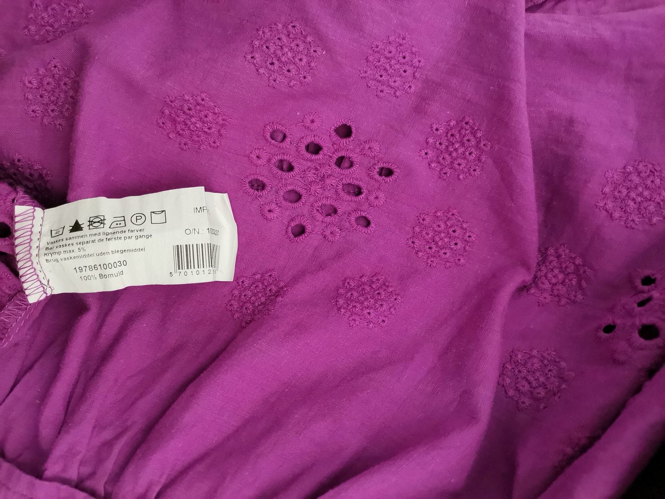 Znk Stl XL Färg Lila Rund urringning Tunika blus ärm 3/4 Material Bomull 100%