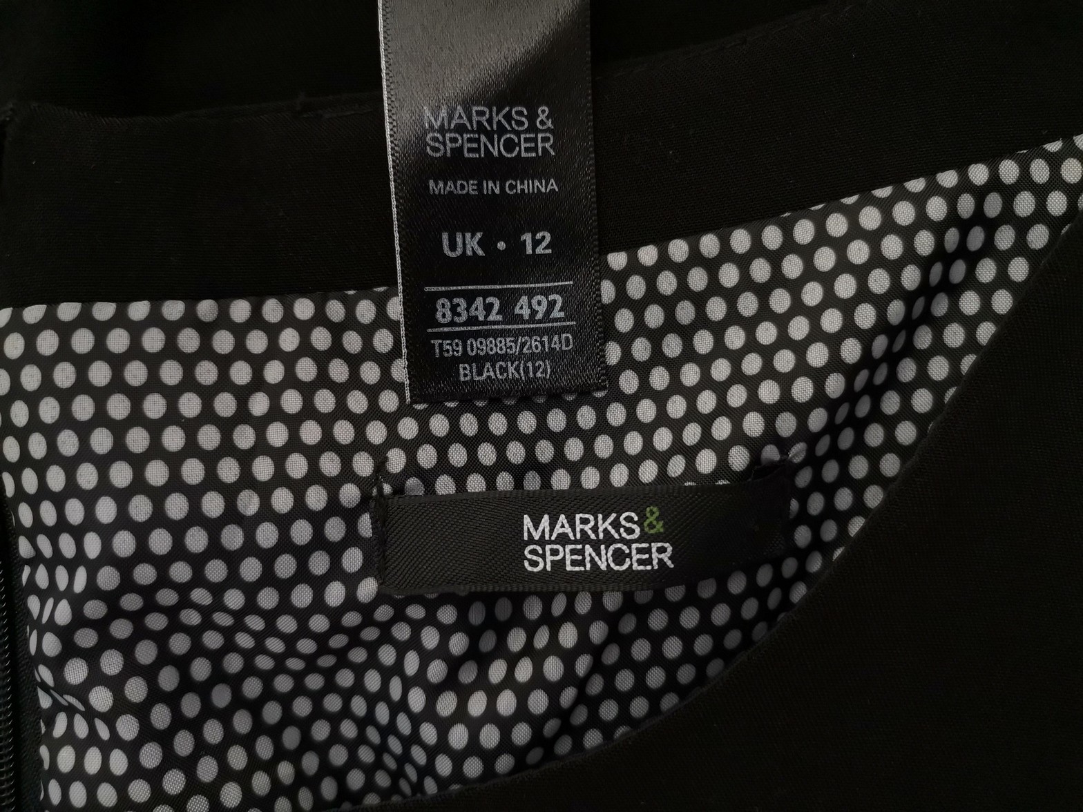 Marks&spencer Stl 12 (40) Färg Svart Kvadratisk urringning Raka Klänningen Kortärmad Midi