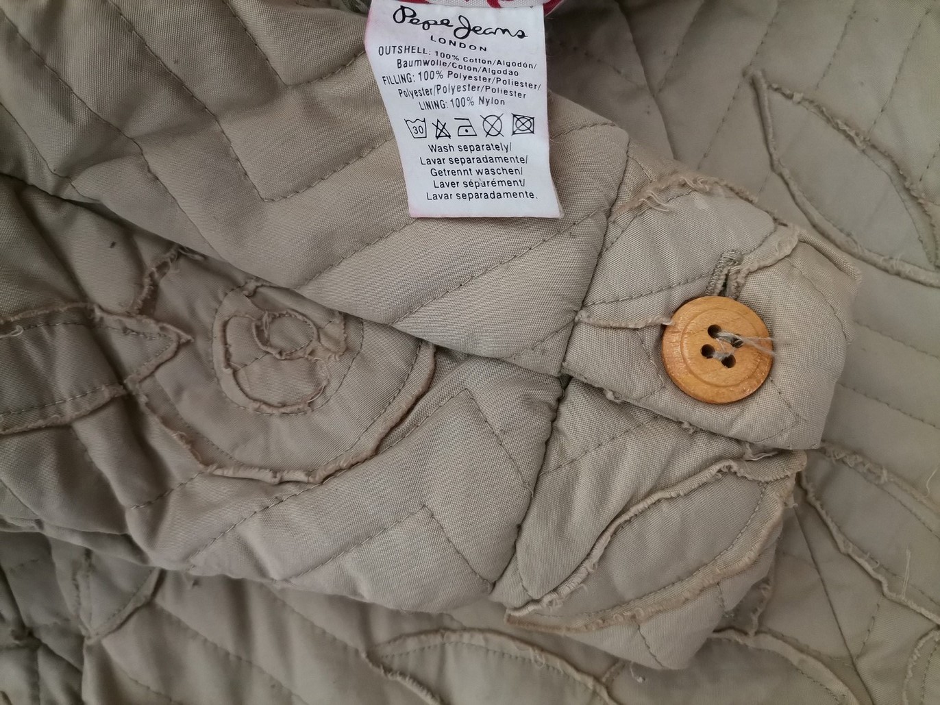 Pepe jeans Stl M Färg Beige Jacka Långärmad Material Bomull 100%