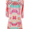 Izabel London Stl 8 (42) Färg Orange Damast Paisley Båtringning Tunika blus ärm 3/4